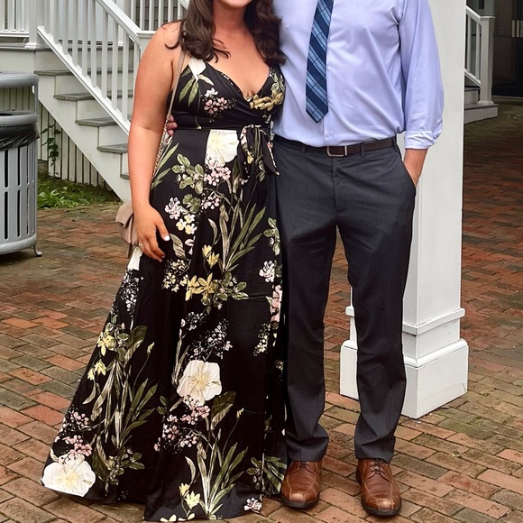 LuLus Still the One Black Floral Print Satin Maxi Dress - Picture 7 of 7